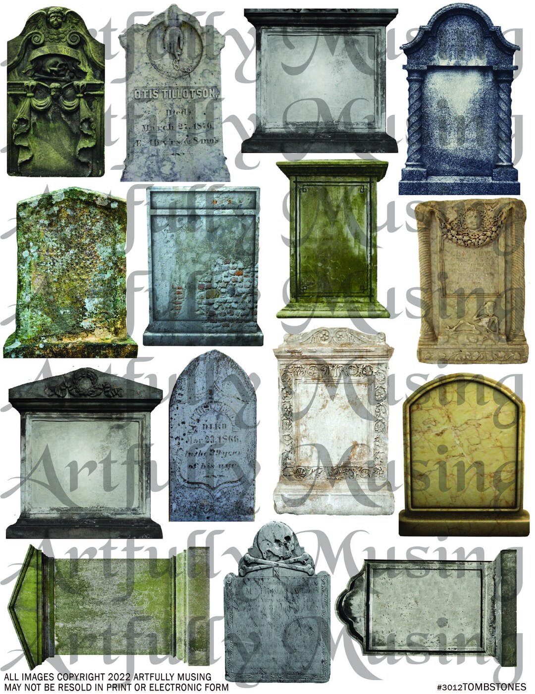 TOMBSTONES Halloween Collage Sheet- Digital Printable - Instant ...