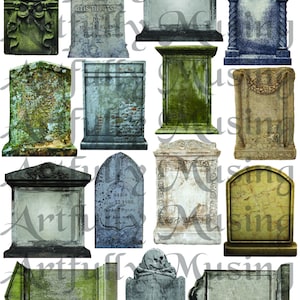 TOMBSTONES Halloween Collage Sheet- Digital Printable - Instant Download (3012)