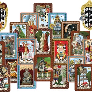 Alice au pays des merveilles Tarot Cards Digital Image Set - 24 images séparées - Imprimable numérique - Téléchargement instantané (5081)