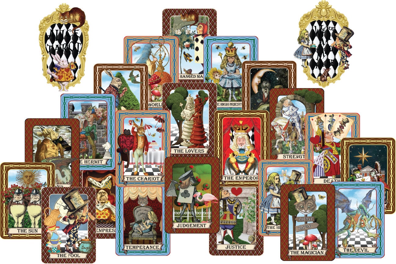 Alice in Wonderland Tarot Cards Digital Image Set - 24