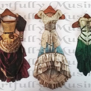 Steampunk Fashion 2 Paper Dolls Collage Sheet Digital Printable Instant Download 1782 image 6