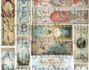 Vintage Decorative Panels - Collage Sheet - Digital Printable - Instant Download (2272)