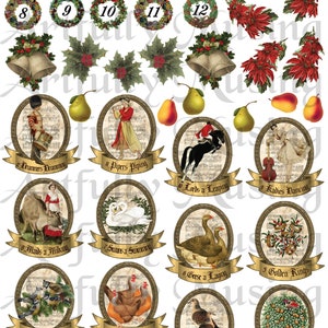 Mini 12 Days if Christmas Collage Sheet - Digital Printable - Instant Download (2224)