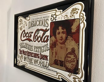 Vintage Coca Cola Mirror, Collector's Coca Cola Decor, Coca Cola