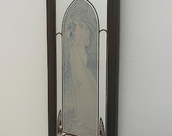 Vintage Art Nouveau Wall Panel Mirror - Alphonse Mucha Morning Awakening