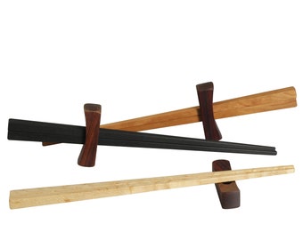 Chopsticks- Bird's Eye Maple or Cherry with Cocobolo Rest.  Housewarming Gift, Sushi to go, Handmade in USA