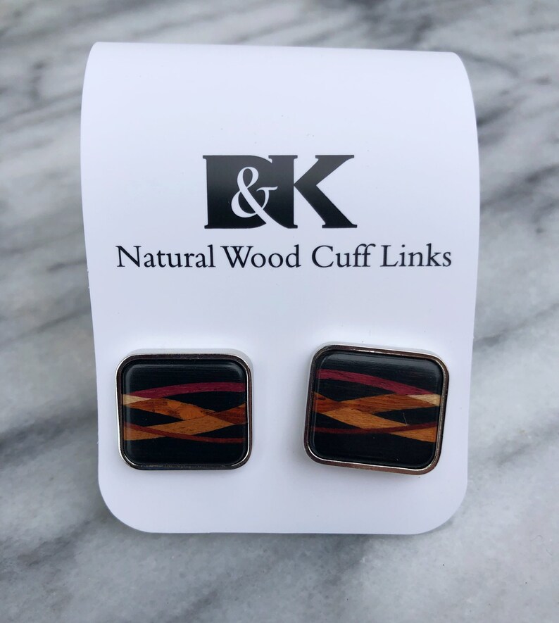 Wooden Inlay Cuff Links Cocobolo or Ebony With Inlaid Etsy