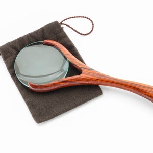 Magnifying Glass Cocobolo,Maple, Walnut Contemporary and Functional Gift for Grandparents, Office Gift, 60th Birthday Cocobolo rosewood