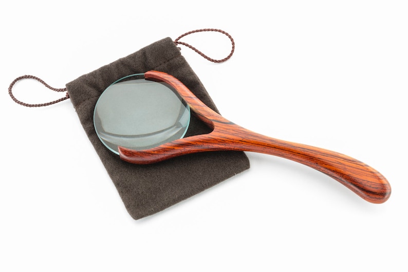 Magnifying Glass Cocobolo,Maple, Walnut Contemporary and Functional Gift for Grandparents, Office Gift, 60th Birthday Cocobolo rosewood