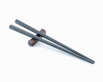 Ebony Chopsticks with Cocobolo Rest, Beeswax Finish