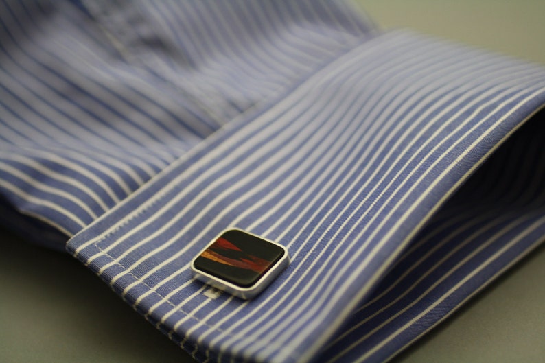 Wooden Inlay Cuff Links Cocobolo or Ebony With Inlaid Etsy