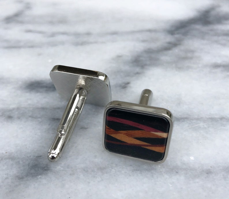Wooden Inlay Cuff Links Cocobolo or Ebony With Inlaid Etsy