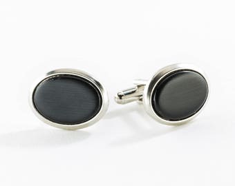 Cuff links made of ebony in classic oval shape.  Weddings, grooms gift, traditional style, gift for father, gift for husband