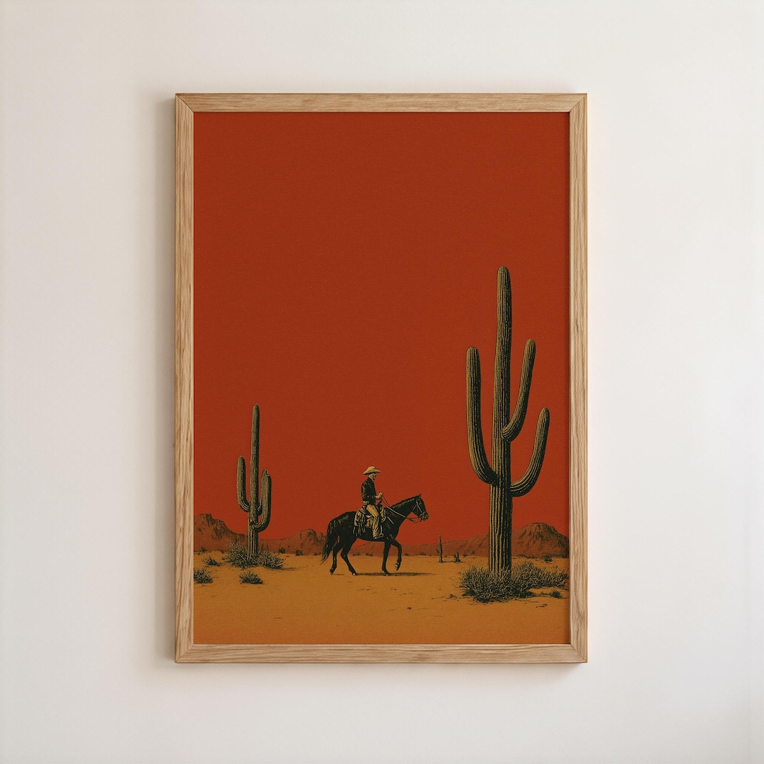 Vintage Cowboy Print | Red Desert Western Wall Art | Southwestern Decor ...