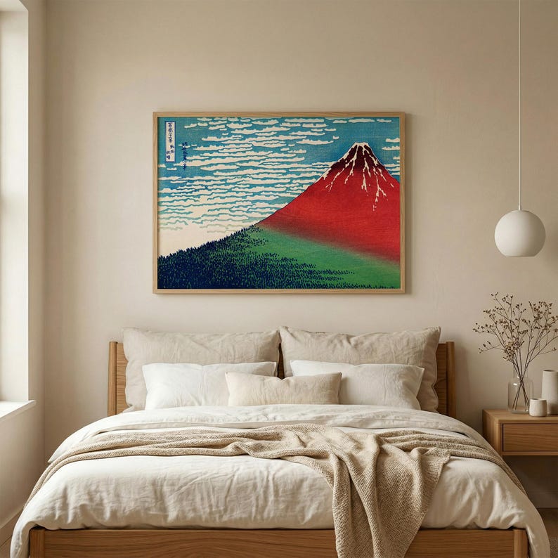 Hokusai Red Fuji Print | Japanese Woodblock Poster | Mount Fuji Ukiyo-e ...