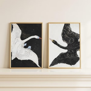 Hilma af Klint Swan Set de 2 láminas / Póster místico sueco / Descarga digital