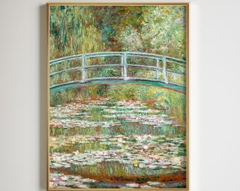 Monet „Most japoński” – grafika | Plakat z ogrodem w Giverny | Staw z liliami wodnymi | Pobieranie cyfrowe