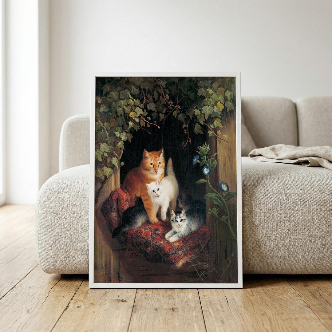 Cat With Kittens Print | Henriette Ronner Knip Art | Vintage Feline ...