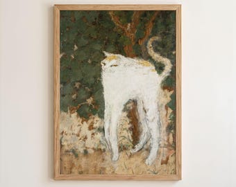 Stampa del gatto bianco di Pierre Bonnard / Poster di animali divertenti / Arte vintage francese / Download digitale