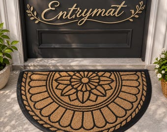 Front Door Mat, Half Round Coir Doormat 30x18 Inch, Non Slip Rubber Entrance Mat, Indoor Outdoor Welcome Mat for Porch, Patio, Garage Decor