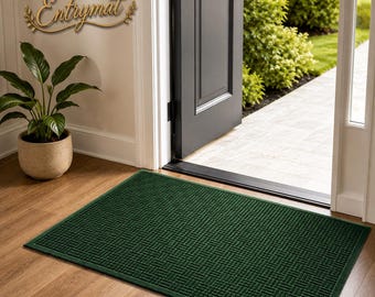 Front Door Mat Outdoor, Dirt Trapper Doormat, Non Slip Entryway Mat, Heavy Duty Welcome Mat, Absorbent Outdoor Entrance Rug, Green 29.5x17