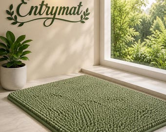 Chenille Door Mat, Super Absorbent Muddy Paws Mat, Washable Non Slip Pet Mat, Dirt Trapper Rug for Crate, Entryway & Home Decor