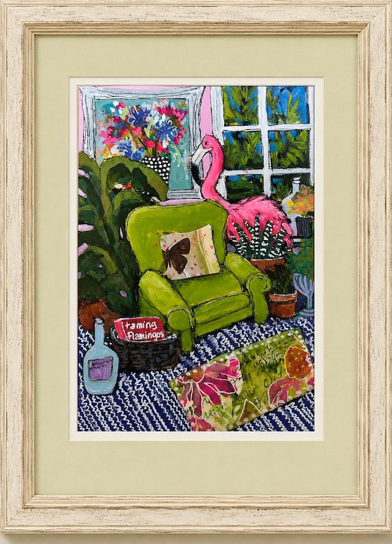 Taming Flamingos ~ Original painting created by Norma Cherry