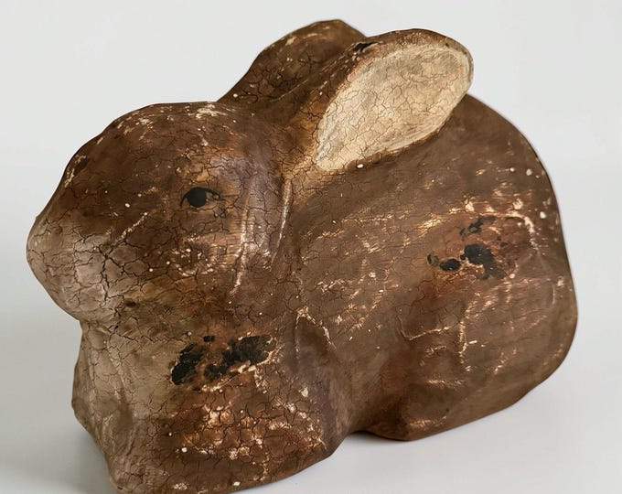 Papier Mache Rabbit Vintage Papier Mache Primitive Bunny Rabbit 8.5 Paper Mache Whimsical ...