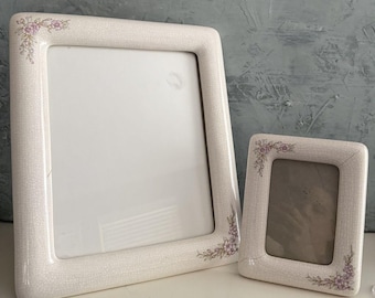 Vintage Hallmark Crackle Floral Rose Rectangle Frame Ceramic Set Cottage 8X10