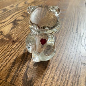 Fenton Art Glass Bear Ruby Red Heart July Birthstone Paperweight USA