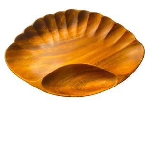 MCM Vintage Monkey Pod Wooden Catch All Shell  Host Coastal Nut Tray