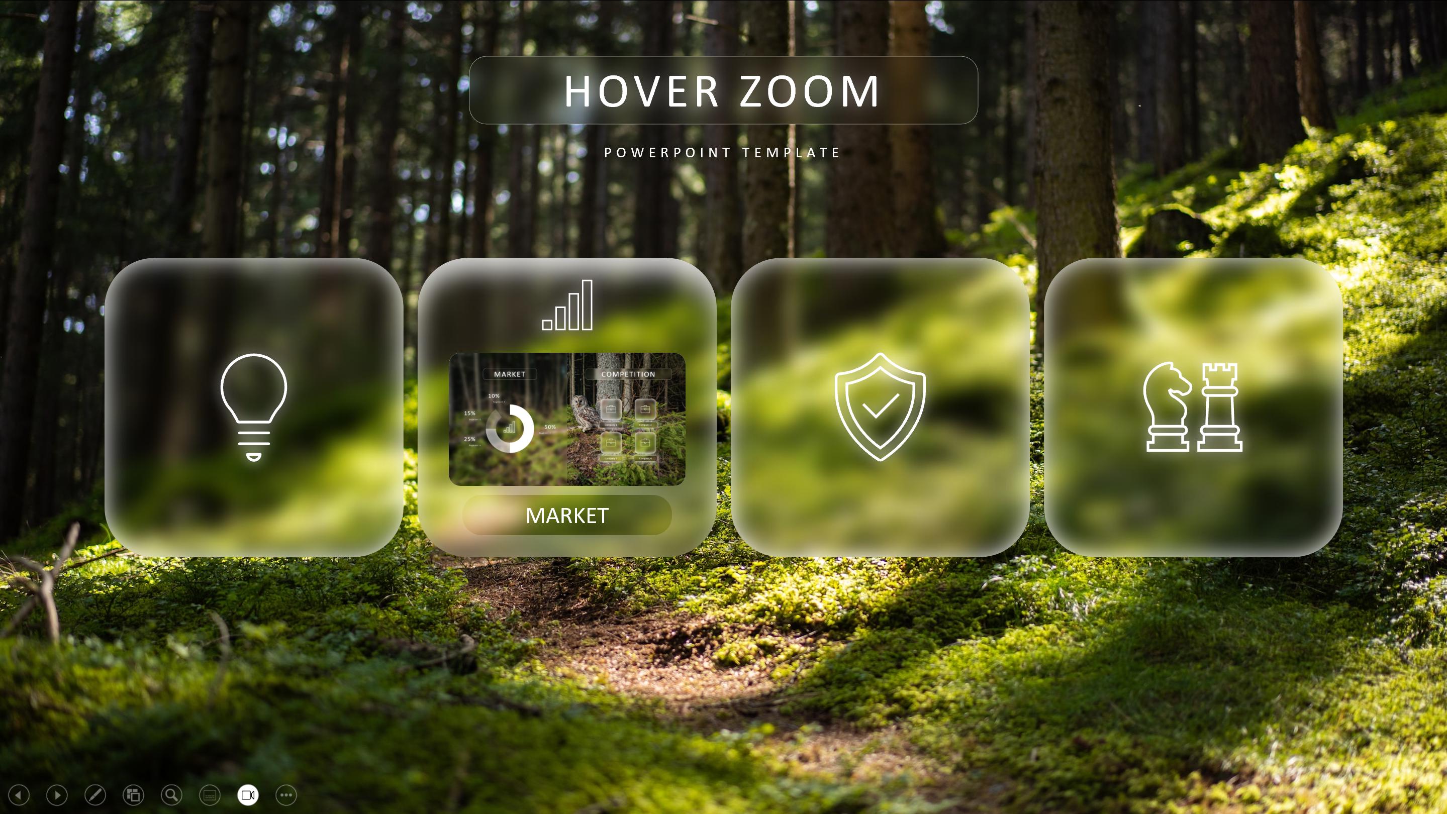 Glassmorphism PowerPoint Template | Interactive Hover Zoom Presentation ...