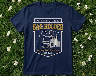 Camiseta oficial de Disney para papás con portabolsas / Camiseta de Disney para papás / Camiseta divertida de Disney para la familia / Camiseta unisex azul marino para adultos / Regalo para papá