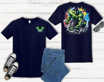Hulk Mickey Ears Shirt | Marvel Disney Mashup Tee | Front Back Graphic Shirt | Disney Parks Shirt | Marvel Fan Gift | Superhero Dad Shirt