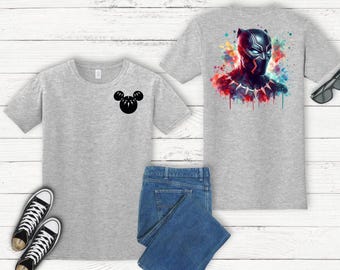 Black Panther Mickey Ears Shirt | Watercolor Wakanda Park Tee | Unisex Adult T-Shirt