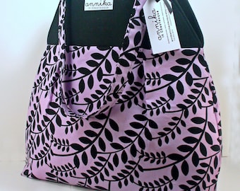 HEAVY DUTY Large Nanette Tote Purse in Purple with Black Floral...From Annika in Chautauqua