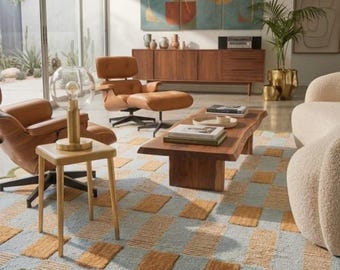 Scallop Border Hand Tufted High low Loop Cut pile , Luxury Modern Contemperory Living Room Bedroom, Minimalist Plain Area Handmade Carpet