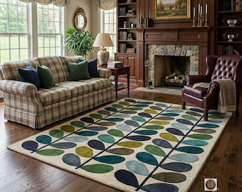 Hand Tufted Multi color Leaf  Wool Rug, Luxury Modern Contemperory Living Room Bedroom, Minimalist Area Handmade Carpet