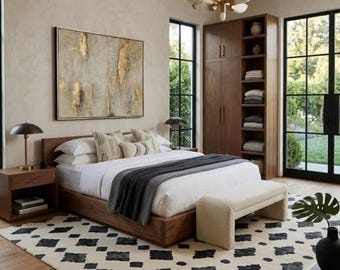 Hand Tufted Black White Wool Area Rug, Luxury Modern Living Room Bedroom Area Handmade Carpet
