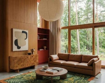 Hand Tufted Green Floral Irregular Border Wool Area Rug, Luxury Modern Living Room Bedroom Area Handmade Carpet