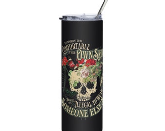 Toxic Positivity Gothic Skull Vintage Florals Satire Stainless steel tumbler