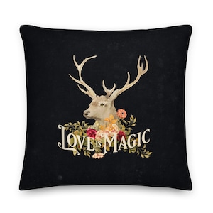 Love Is Magic Gothic Victorian Fantasy Stag Premium Pillow