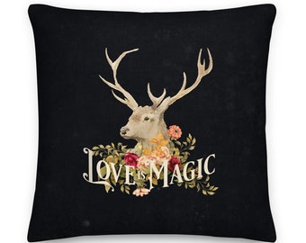 Love Is Magic Gothic Victorian Fantasy Stag Premium Pillow