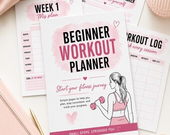 Beginner Workout Planner PDF | Fitness Planner for Women | Printable Workout Journal