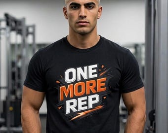 Unisex "One More Rep" Motivational Gym T-Shirt – Sports Shirt for Fitness Training, Bodybuilding, Fit Gift, Organic Cotton