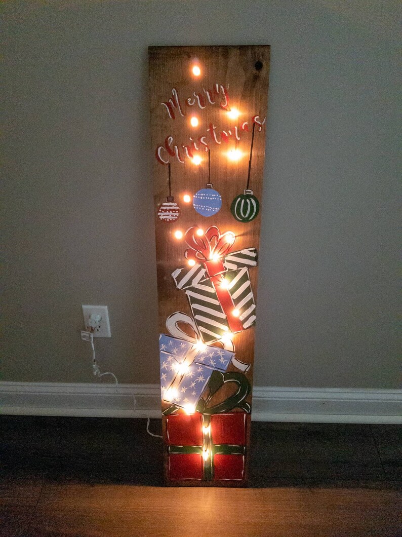 Christmas Porch Leaner-christmas Lighted Sign-merry Christmas | Etsy