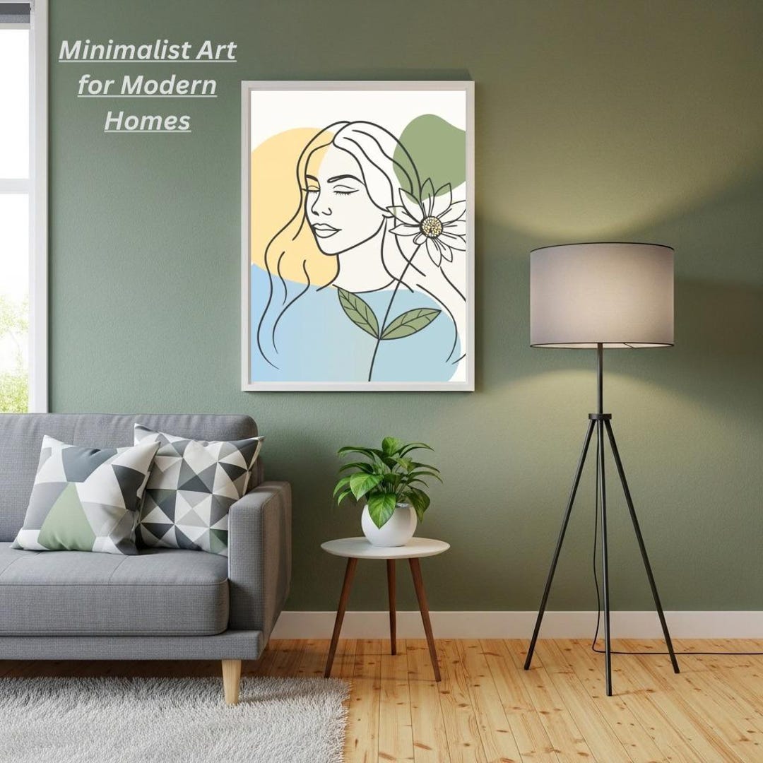 Minimalist Woman Line Art Print | Boho Botanical Abstract Female Figure ...