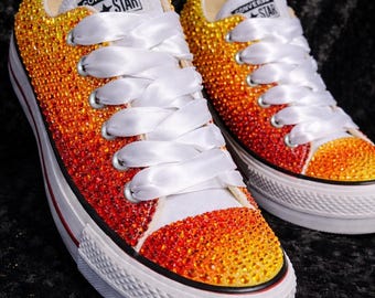 Rhinestone Converse Low Tops | Hand-Embellished Bling Sneakers