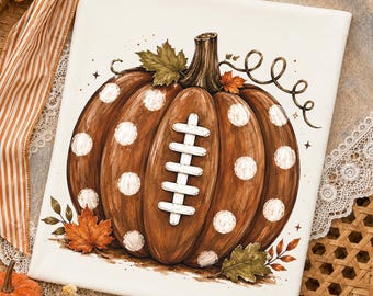 Pumpkin Football Mom Club Polka Dots Pumpkin PNG, Softball Clipart,Football High School Fridays, Game Day School Shirt,Pod Dtf Sublimation