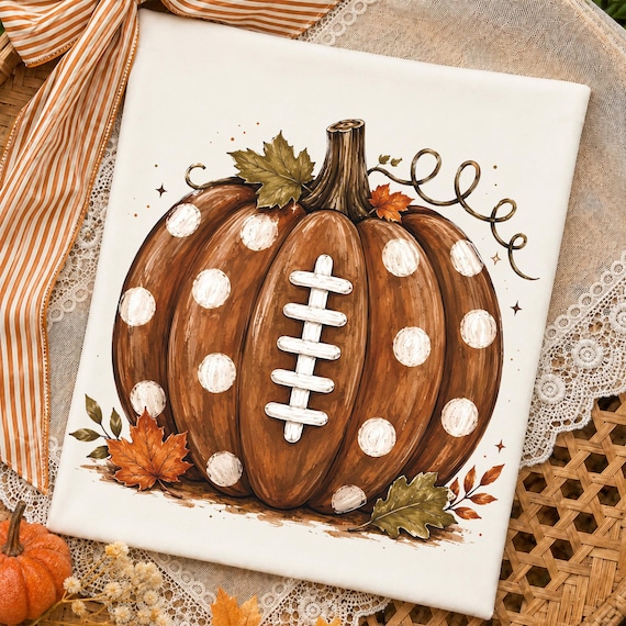 Pumpkin Football Mom Club Polka Dots Pumpkin PNG, Softball Clipart,Football High School Fridays, Game Day School Shirt,Pod Dtf Sublimation